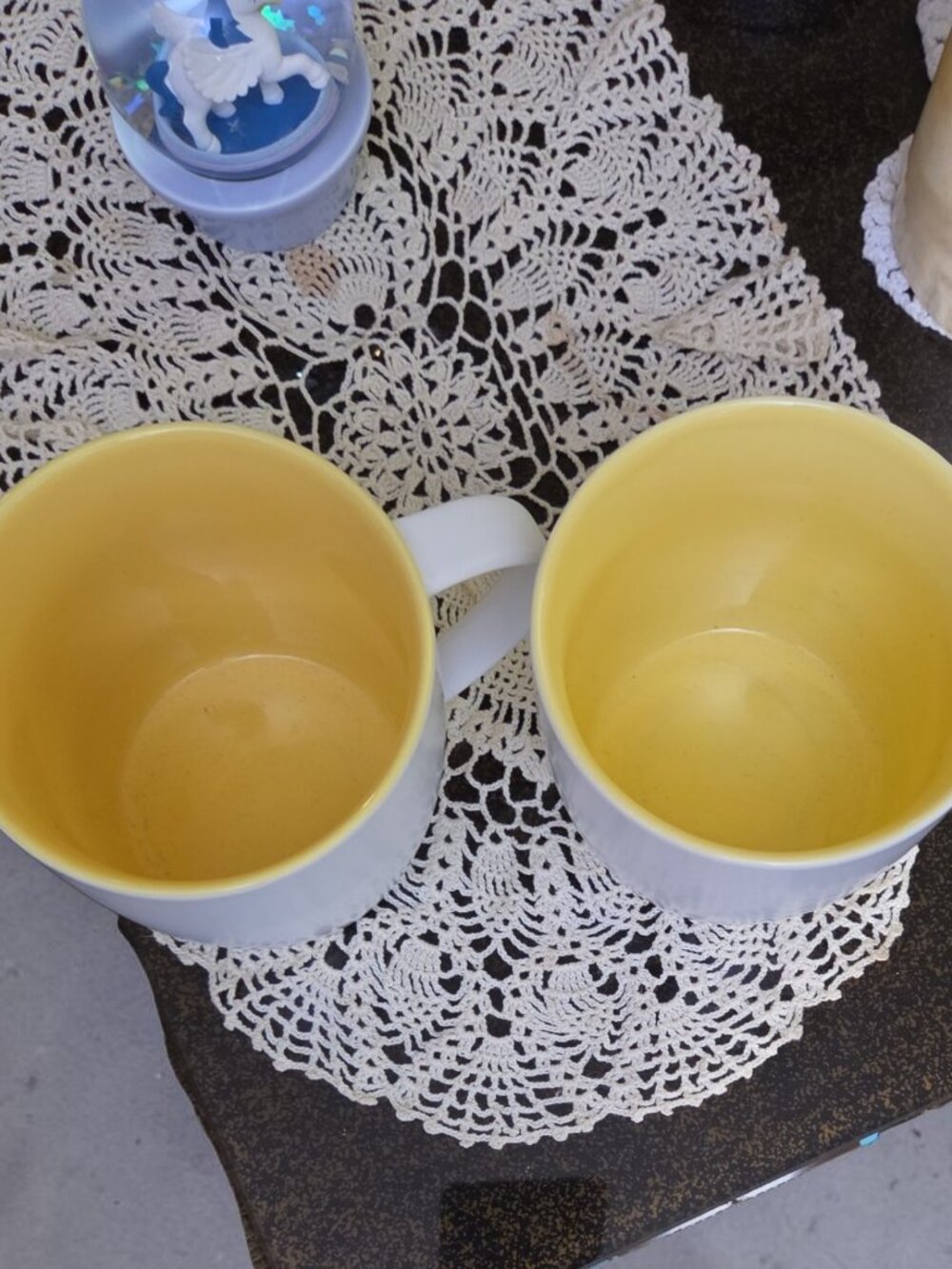 Two Starbucks White with Yellow Inside Ceramic Mugs 2011 - Picture 4 of 5
